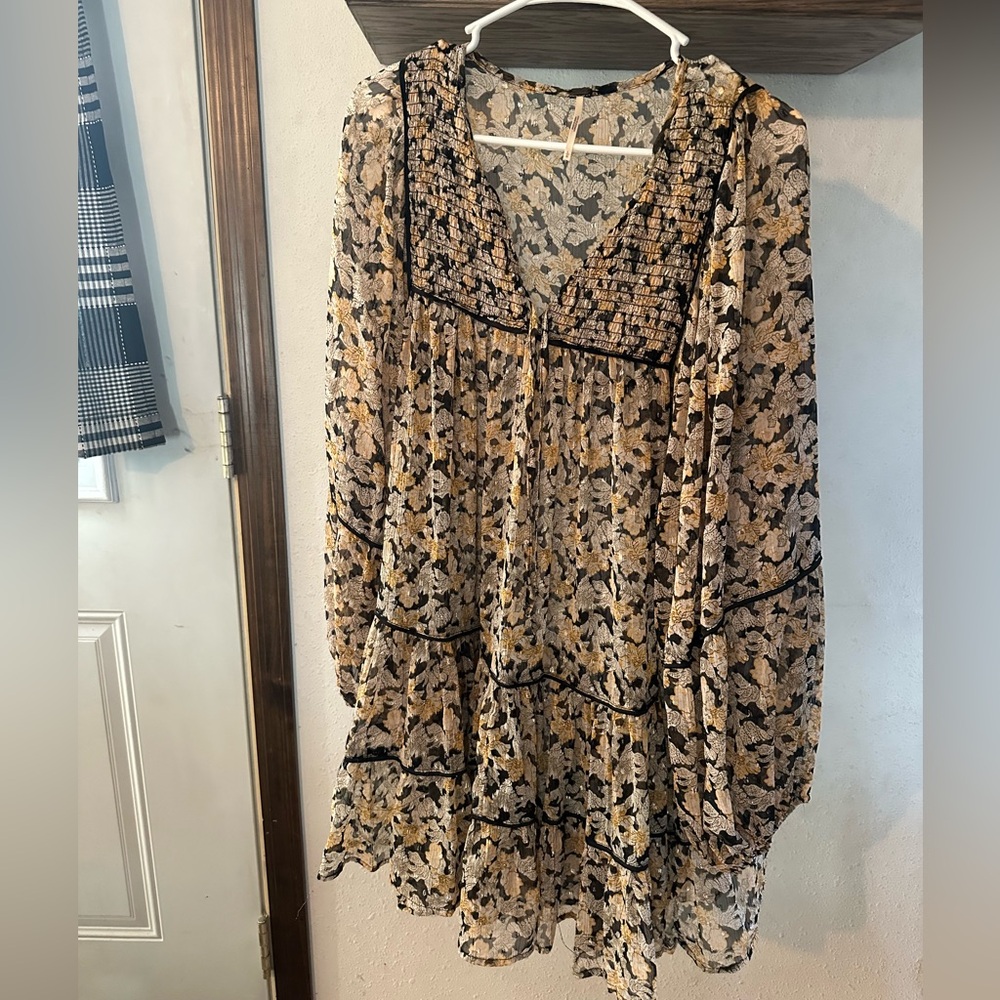 Free People Floral Long Sleeve Dress